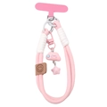 Cinturino da polso rosa per telefono con ciondoli a nuvola e stella e etichetta - Rosa & Bianco + Nuvola Rosa (1 Set/Pack)