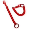 Elastic red plastic spring keychain with durable lobster clasp and metal split ring - Red