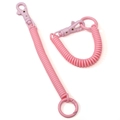 Bright pink spiral elastic spring keychain with plastic lobster clasp and O-ring - Card Ring (FKY118-03) / Light Pink