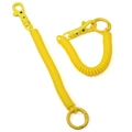 Bright yellow elastic plastic spiral lanyard with spring hook and key ring - Card Ring (FKY118-03) / Yellow