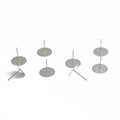 Set of 8 silver stainless steel flat pad ear studs for DIY jewelry making - 12x12mm (100 Pieces/Pack)