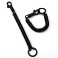 Elastic black plastic spiral keychain with lobster clasp and metal ring connector - Card Ring (FKY118-03) / Black