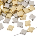 DIY jewelry beads with square floral engraving in gold and silver plated finish - Rhombus Flower / 30Pcs Pack / Silver