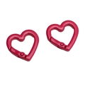 Rose pink heart-shaped metal spring clasp hooks for DIY jewelry and keychain accessories - Heart Style / 21x21x3.5mm (1 Piece/Pack) / Rose Red