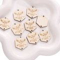 Hexagonal wooden pendants with Wild & Free engraving and dual holes for DIY jewelry - Wild & Free Style (#01) / 5 Pieces/Pack (26x23mm)