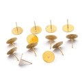 Flache Edelstahl-Ohrstecker-Rohlinge in glänzendem Gold für DIY-Schmuckherstellung - 12x12mm / Gold