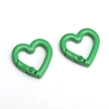 Green heart-shaped alloy spring clasp for DIY jewelry making and keychains - Heart Style / 21x21x3.5mm (1 Piece/Pack) / Green