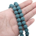8-10mm cyan blue lava stone round beads with natural porous texture for DIY jewelry - Light Blue / 6mm