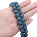 Blaue Lavasteinperlen mit natürlicher poröser Textur für DIY-Schmuck und Bastelarbeiten - Pfauenblau