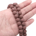 Reddish brown natural lava stone round beads with porous texture for DIY bracelets - Pink / 6mm