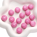 Perle tonde piatte in acrilico rosa con motivo smiley per creazione di gioielli fai da te - 18mm Foro Circa 3mm / Faccina Sorridente Rotonda / Rosso rosa