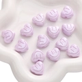 Perline a cuore in acrilico lavanda con motivo sorriso per gioielli fai-da-te e hobby - 18mm Foro Circa 3mm / Sorriso Occhio Cuore / Viola