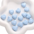 Perle a cuore in acrilico azzurro con faccina per creazione di gioielli fai da te - 18mm Foro Circa 3mm / Sorriso Occhio Cuore / Blu