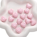 Perline in acrilico rosa a forma di cuore con faccina sorridente per gioielli fai-da-te - 18mm Foro Circa 3mm / Sorriso Occhio Cuore / Rosa