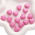 Perline in acrilico rosa a forma di cuore con sorriso per gioielli fai-da-te - 18mm Foro Circa 3mm / Sorriso Occhio Cuore / Rosso rosa