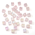 Perline quadrate a lettere in acrilico rosa cangiante con fori larghi per gioielli DIY - Lettere Casuali 12x12mm Foro Circa 6,7mm (10 Pezzi/Confezione) / Rosa Chiaro