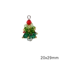 Handmade beaded Christmas tree pendant in red and green with silver metal ring - Christmas Tree / 20x29mm (1 Piece) / Green