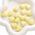 Perline acriliche a cuore con sorriso giallo crema per creazione gioielli fai da te - 18mm Foro Circa 3mm / Sorriso Occhio Cuore / Giallo