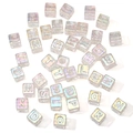 Perline quadrate in acrilico cangiante da 12mm per gioielli fai da te fatti a mano - Lettere Casuali 12x12mm Foro Circa 6,7mm (10 Pezzi/Confezione) / Bianco Trasparente