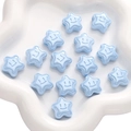 Perline a forma di stella blu chiaro con faccina per braccialetti e collane fai-da-te - 18mm Foro Circa 3mm / Stile Faccina Sorridente a Stella / Blu