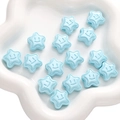 Carine perline a stella azzurre in acrilico con smiley per creazione di gioielli fai-da-te - 18mm Foro Circa 3mm / Stile Faccina Sorridente a Stella / Blu Pavone