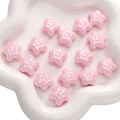 Perline a stella rosa in acrilico con incisione sorriso per gioielli fai-da-te - 18mm Foro Circa 3mm / Stile Faccina Sorridente a Stella / Rosa