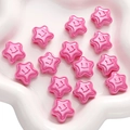 Perle in acrilico rosa a forma di stella con sorriso per gioielli fai-da-te - 18mm Foro Circa 3mm / Stile Faccina Sorridente a Stella / Rosso rosa