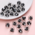 Perlina artigianale in vetro nero con pois bianchi e vortice di rosa per gioielli fai da te - 12x8mm / Nero