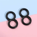 Pair of glossy black 8-shaped metal spring snap hooks for DIY bags and keychains - Black