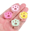 Mix of 25mm acrylic cat paw beads in pink, yellow, and green for DIY craft projects - Bear Paw Style