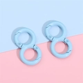 Light blue 8-shaped alloy carabiner keychain with matte finish and dual spring gates - Blue