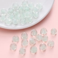 Perle di vetro verde chiaro con pois bianchi per la creazione di gioielli fai da te - 12x8mm / verde chiaro