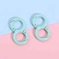 Mint green 8-shaped alloy key ring with dual snap hooks and matte painted finish - Teal