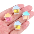 Colorful acrylic cupcake charms for DIY jewelry making with pre-drilled holes - Ice Cream Style