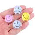 Acrylic cartoon smiley face beads in light blue, purple and yellow for DIY jewelry making - Funny Smiley Style