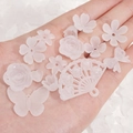 Matte white frosted acrylic flower and butterfly charms for DIY jewelry making - 20g per Pack / White Series