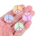 Peace sign acrylic beads in yellow, blue, purple and green for DIY jewelry making - Peace Sign Style