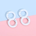 Pair of white figure-eight alloy spring clasps for DIY keychain and bag accessories - White
