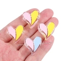 DIY heart-shaped acrylic beads with pink and yellow two-tone splice design for jewelry - Heart Style