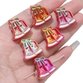 Cuentas de campana acrílicas con efecto arcoíris AB y lazo para joyería navideña - Campana Galvanizada / 2 Piezas/Paquete (21x21mm) / Rojo