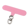 Pink Oxford fabric phone lanyard patch with a 360-degree rotating silver metal ring - Silver Ring Sakura Pink Patch / 6x4.5cm (0.6mm Thickness)