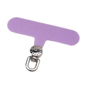 Purple Oxford fabric phone lanyard patch with a silver 360-degree rotating metal D-ring - Silver Ring Lilac Purple Patch / 6x4.5cm (0.6mm Thickness)
