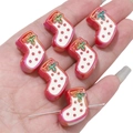 Cuentas de acrílico con forma de calcetín de Navidad para bisutería y accesorios DIY - Calcetines Galvanizados / 2 Piezas/Paquete (20x20mm) / Rojo