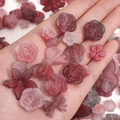 Frosted acrylic beads in pink and purple gradients with mixed flower and bow shapes - 20g per Pack / Red Purple Series