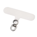 White Oxford cloth phone lanyard patch with silver 360 degree rotating metal clasp - Silver Ring Ivory White Patch / 6x4.5cm (0.6mm Thickness)