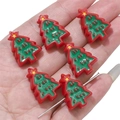 Christmas tree shaped acrylic beads for DIY jewelry making in festive red and green colors - Solid Color Christmas Tree