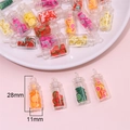 Miniature resin fruit drink bottle pendant with silver loop for DIY jewelry making - Small Wishing Bottle Style / Set of 6