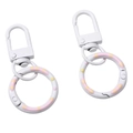 Set mit zwei weißen Federverschlüssen aus Legierung mit bunten Punkten für DIY-Schmuck - Gesamtlänge ca. 52 mm Schnallengröße 12 x 32 mm Federverschluss-Außendurchmesser 24 mm Dicke ca. 3 mm / 1 Stück / Weiß