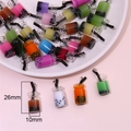 Miniature colorful resin bubble tea charms with metal rings for DIY jewelry making - Dark Color Bubble Tea Cup / Set of 6