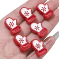 DIY Christmas acrylic red and white glove charms with flower pattern for jewelry making - Solid Color Gloves